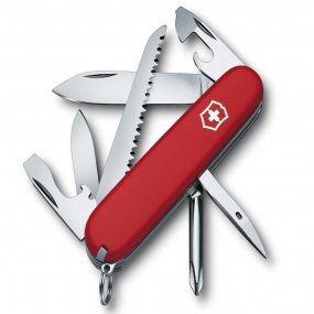 Röd fällkniv och multiverktyg från victorynox med 13 olika funktioner